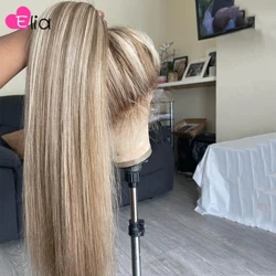 Parrucche con radici marroni per le donne Capelli umani anteriori in pizzo trasparente prepizzicati Evidenziare 613 Parrucca frontale in pizzo marrone Parrucca brasiliana 13x6
