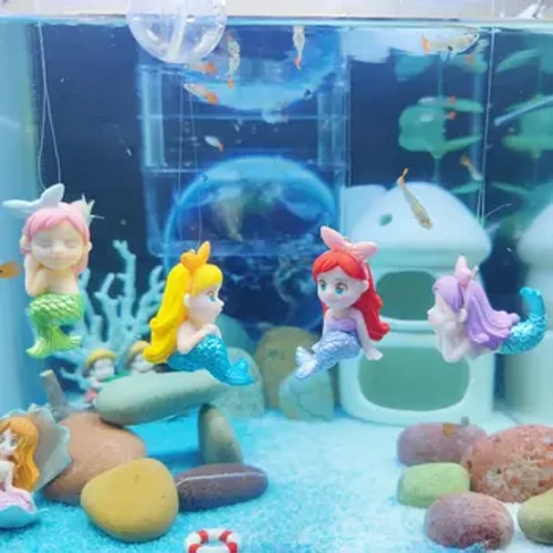 Maisiú Aquarium The Little Mermaid Fish Tank Microst Landscape Ornáid Trealamh Garáiste Babhla Éisc le haghaidh Cúlpháirtí Babhla Éisc