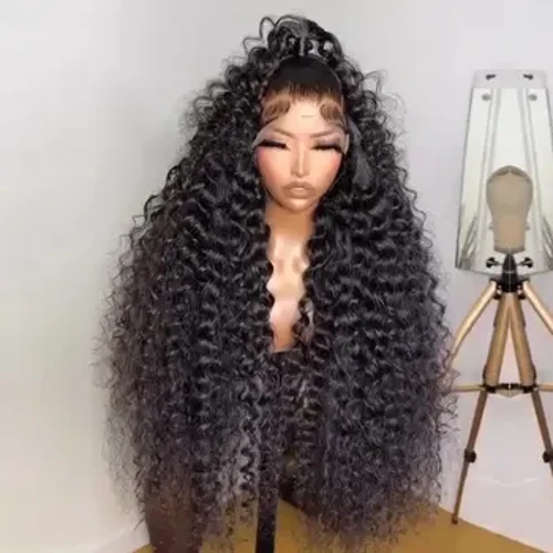 Kinky Curly Mënsch Hoer Perücke Spëtzefront Frontal 13x4 HD Spëtzefront Perück Pre-geplukt 4x4 Spëtzeverschluss Perücke Remy Mënsch Hoer Perücke Fir Fraen