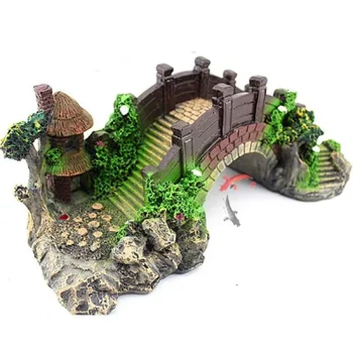 Tanc Pysgod Pont Artiffisial Resin Tirwedd Addurno Pont Acwariwm Offer Affeithwyr Addurn Ogof Pysgod Anifeiliaid Anwes