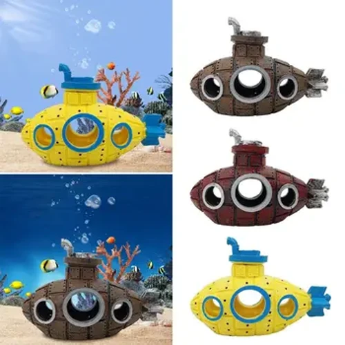 Hausdéiermaterial Fësch Tank Dekoratioun Wrack Undersea Boot Aquarium Ornament Broken Submarine Fish Shrimp Verstoppt Heemdekoratioun