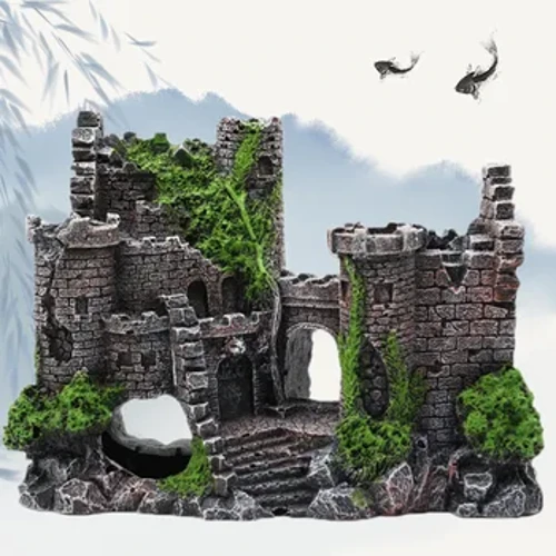 1PC Resin Fish Decor Tank Sinaunang Castle Dekorasyon Aquarium Cave Building Dekorasyon Landscaping Ornament Aquarium Accessories