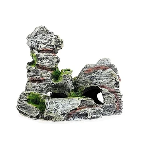 Addurniadol Glaswellt Gwyrdd Pysgod Shopee Aquarium Resin Addurniadol Affeithwyr Acwariwm, Aquarium Resin Cave Mountain View