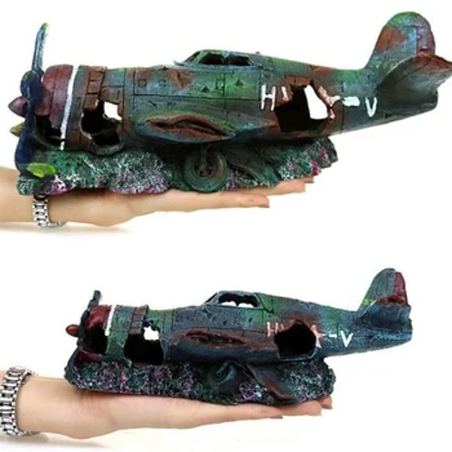 I-Artificial Plane Wreckage Ornament Shelter House Resin Craft ye-Aquarium Fish Tank Landscaping Decoration Dropship
