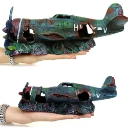 ʻO ka Plane Wreckage Ornament Shelter House Resin Craft no ka Aquarium Fish Tank Landscaping Decor Dropship