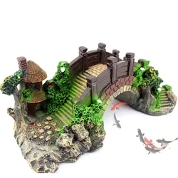 Akvarium baliq tanki Vintage dekorativ ko'prik landshaft bezaklari Pavilion daraxt o'simliklari qatron dizayni uy hayvonlari uchun materiallar uy bezaklari