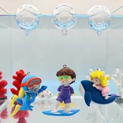 Mini Aquarium fel y bo'r angen addurn Affeithwyr 'n giwt Plymiwr Syrffio Bachgen Morfil Merch Anime Ffigur Addurno Pysgod Tanc Tirlunio Addurn