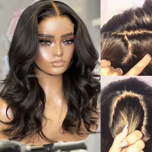 Parrucche piene di pizzo per capelli umani con base in seta a onda naturale Parrucca piena di pizzo peruviano con capelli umani in seta con attaccatura dei capelli naturale pre-pizzicata