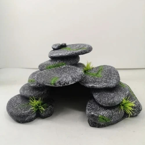 Akvarier Harpiks RockStone Cave Rejer Shelter Fisketanke Undervands Ornament Fisk Sikkerhedsskjul Landskabsindretning B03E