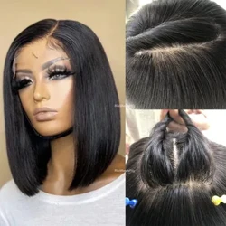Bob curto cabelo humano 5x5 parte superior de seda peruca cheia do laço cabelo brasileiro em linha reta bob base de seda peruca cheia do laço com couro cabeludo falso olhando
