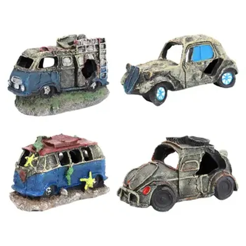 Aquarium-Dekoration aus Harz, Autowrack, Unterschlupf, Aquarium, Fischversteck für Wassertiere, zum Züchten, Garnelen, Laichen, Ausruhen, Spielfische