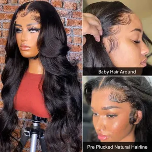 Brazílske ľudské vlasy Hodvábny vrch s čipkovanou parochňou Body Wave Vopred natrhané 5 x 5 hodvábna základňa Plná čipka Parochňa z ľudských vlasov s detskými vlasmi