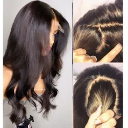Perucă de păr uman cu dantelă completă cu bază de mătase ondulată de corp Păr Remy brazilian ondulat pre smuls 5x4,5 Perucă din dantelă completă cu păr de bebeluș