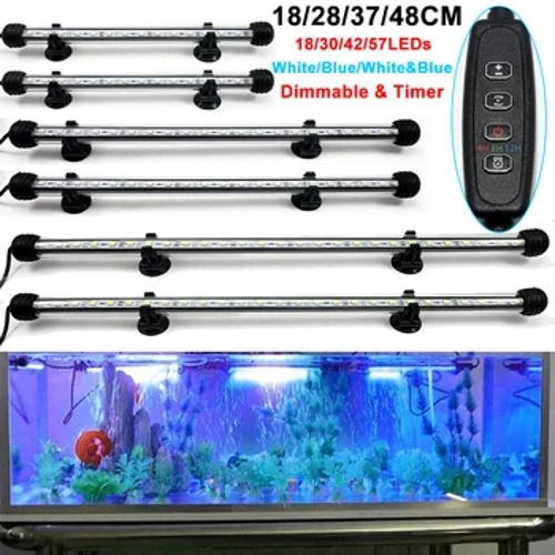 18-48 cm LED-akvarielys Vanntett fisketanklys Dimbar nedsenkbar lampe med timer automatisk på/av undervannsdekor 3 moduser