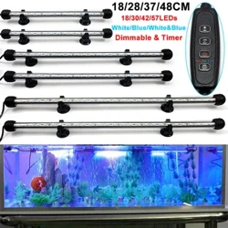18-48 cm LED-akvarielys Vanntett fisketanklys Dimbar nedsenkbar lampe med timer automatisk på/av undervannsdekor 3 moduser