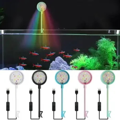 USB-Plug Aquarium Mini Taa LED Tangi ya Samaki Rangi Taa Vifaa Fixbowl Landscaping Wanyama Reptile Crap Goldfish Turtle