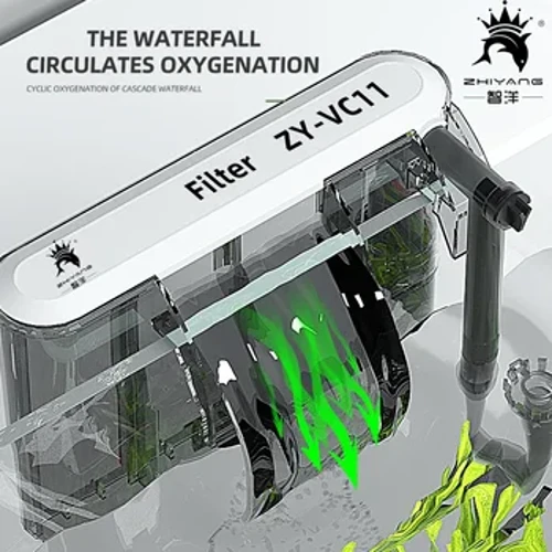 Kichujio cha Nje cha Aquarium ya Mizinga ya Samaki, Pampu ya Kichujio cha Maporomoko ya Maji, Kichujio cha Tangi la Samaki Linaloning'inia chenye Utando Unaopunguza Mafuta, Kilichowekwa Ukutani.