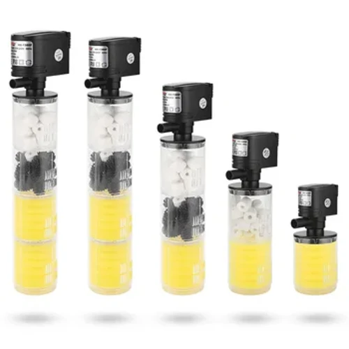 Pompă cu filtru multifuncțională pentru acvariu 3 în 1 Rezervor de pește cu oxigen 4 straturi Filtru acvariu Material filtru intern Pompă de aer