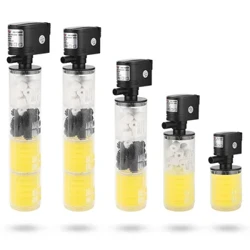 3 i 1 akvarium multifunksjonsfilterpumpe oksygen fisketank 4 lags filter akvarium internt filtermateriale Luftpumpe