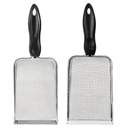 Scoops Terrarium Sengetøy Substrat Sand Sifter Rustfritt stål Finnetting Små Kjæledyr Bur Cleaner Spade