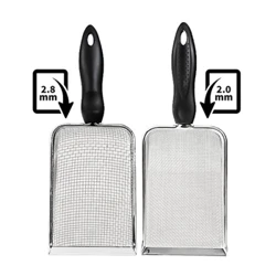 I-Scoops Terrarium Bedding Substrate yesihlabathi I-Sifter Stainless Steel Fine Mesh Encane Yokuhlanza Ikheji Lezilwane Ezifuywayo Ukuwisa Ifosholo