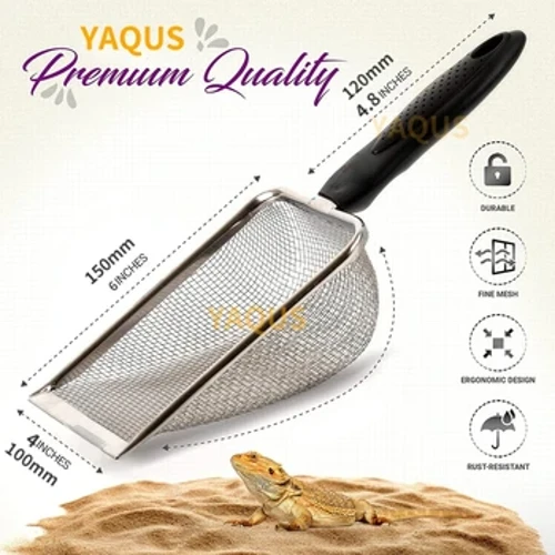 Mga Tool sa Paglilinis ng Alagang Hayop Hindi kinakalawang na Asero Feces Pala Net Cat Litter Shovel Reptile Lizard Buhangin Pala Mesh Screen Fecal Spoon