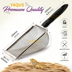 Outils de nettoyage pour animaux de compagnie, pelle à excréments en acier inoxydable, filet à litière pour chat, pelle à sable pour Reptiles, lézard, écran à mailles, cuillère fécale