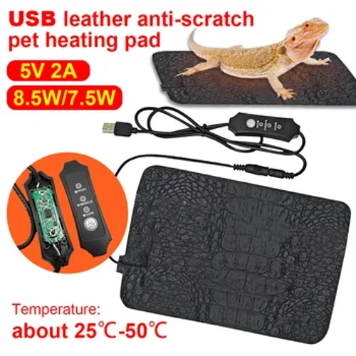 Maskoten berogailua Terrario Narrastiak Bero Mat USB Manta elektrikoa Berogailu Berogailua Tenperatura kontrolagailu erregulagarria Inkubagailu Mat