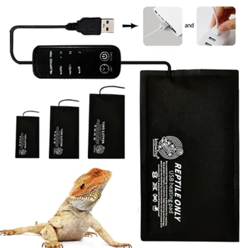 I-USB Reptile Heat Pad Adjustable Temperature Control Lizard Terrarium Heating Mat Izilwane Ezincane Inyoka Ufudu Olunentshebe yesigcilikisha