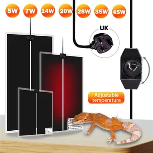 UK Plug Terarium Reptil Heat Mat Climbing Pet Adjustable Suhu Controller Pemanasan Bantalan Anget kanggo Perlengkapan Aksesoris