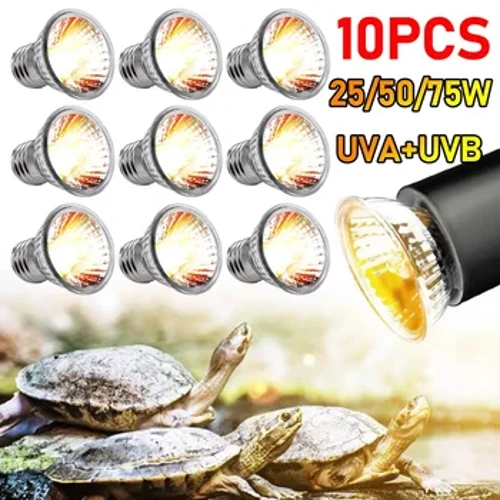 1-10PCS 25/50/75W UVA+UVB Reptile Lamp Bulb Turtle Basking UV Light Bulbs Heating Light Full Spectrum Sunlamp para sa mga Amphibian