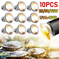 1-10PCS 25/50/75W UVA+UVB Reptile Lamp Bulb Turtle Basking UV Light Bulbs Heating Light Full Spectrum Sunlight no Amphibians