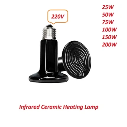 Uy hayvonlari sudralib yuruvchi uzoq infraqizil keramik isitish lampasi 110V 220V issiqlik emitter lampochkasi 25W 50W 75W 100W 150W 200W