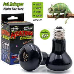 Lâmpada de aquecimento para animais de estimação e27, lâmpada noturna para cobra anfíbia, lâmpada de calor para répteis, luz uv 25w 50w 75w 100w