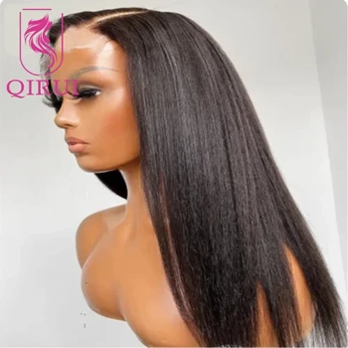 Perruque de cheveux humains brésiliens en soie Base pleine dentelle pré-cueillie lumière Yaki soie haut pleine dentelle perruque de cheveux humains 130%-180% densité cheveux de bébé