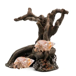 ʻO ka Hermit Crab Piʻi ʻana i nā mea pāʻani Resin Tree Trunk Ornament Aquarium Hideaway Habitats Dekor no ka Reptile Lizard Newt Hermit Crab