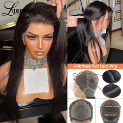 Peluca de encaje completo con Base de seda suave, pelucas con encaje frontal de pelo Humna para mujer, peluca de encaje Remy brasileña recta transparente, peluca de encaje superior de seda