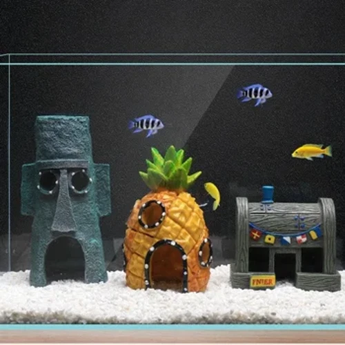 Tanc Pysgod Aquarium Tirlunio Addurniadau Tirwedd Mini Cartwn Pîn-afal Resin Tŷ Addurniadau Addurniadau Cartref fel y bo'r angen