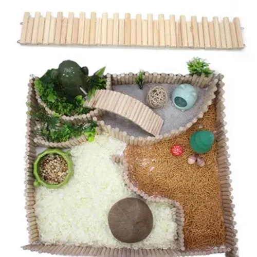 I-Bendable Hamster Climbing Ladder Multifunctional Wooden Hamster Suspension Bridge Kulula Ukufaka Umhlobiso Wekheji