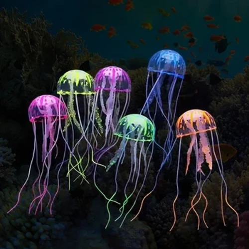 Umphumela Ocwebezelayo Wokwenziwa Omibalabala we-Jellyfish Fish Tank Aquarium Decor Umhlobiso Omhlobiso Womhlobiso Womhlobiso Wangaphansi Kolwandle Wamanzi Impahla Yezilwane Zasemanzini
