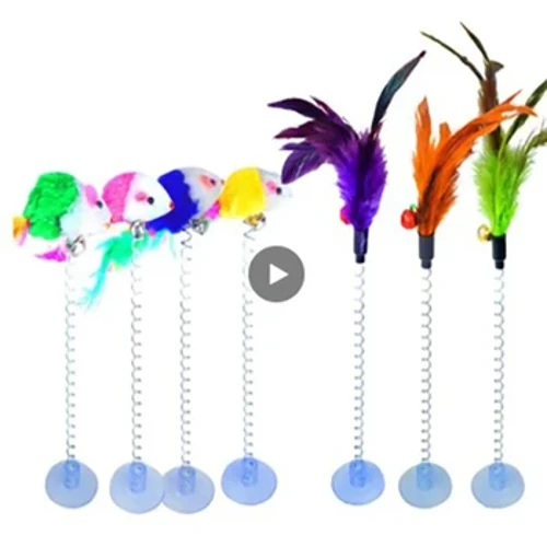 Cat Toy For Cats Cup With Bell Spring Mouse Spring Feather Pet Products Cat Toy Goods For Animals Home Pet Tool Cat Accessories