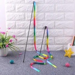 1PC Cat Cat dathúla bata teasing Wand Greannmhar Peataí Cait Madraí Rainbow Teaser slat Bréagáin Idirghníomhacha Kitten Soláthairtí Accessories
