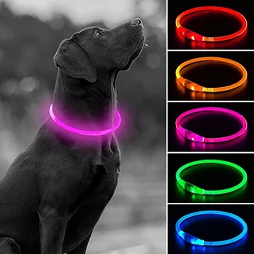 Led usb txakur lepokoa maskota txakur gaueko karga argitsua lepokoa led gaueko segurtasun distira distiratsua txakur galerak prebenitzeko lepokoa maskota osagarria