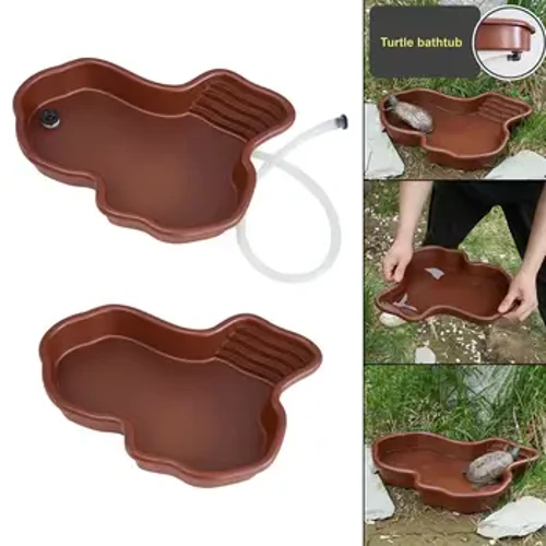 Reptile Bathing Pool Amphibians Accessories Malaking may Ramp Reptile Water Bowl para sa Tortoise Turtle Hamster Scorpion Leopard