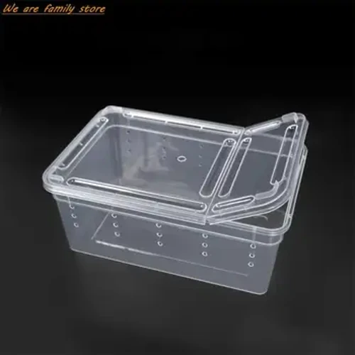 19cmx12.5cmx7.5cm Terrarium Fir Reptilien Spann Transparent Plastik Fütterkëscht Insekt Liewensmëttel Fütterbehälter