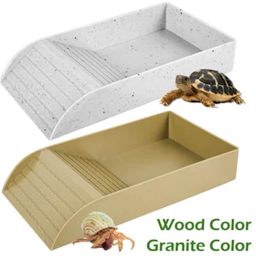 Pagong Food Dish Reptile Water Food Bowls Dish with Anti-Slip Ramp Reusable Turtle Reptile Pool Mga Accessory ng Tirahan ng Pagong