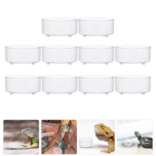 10 Pcs Terrarium Reusable Liewensmëttel Schossel Reptil Waasser Container Hausdéieren Dish Acryl Accessoire