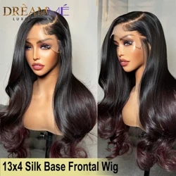 13x4 Spëtzefront Mënsch Hoer Perücke Mat Seid Top Ombre 99J Faarweg Kierper Wavy Perücke 250% 4x4 Seid Base Spëtze Clsorue Perücke Remy Hoer