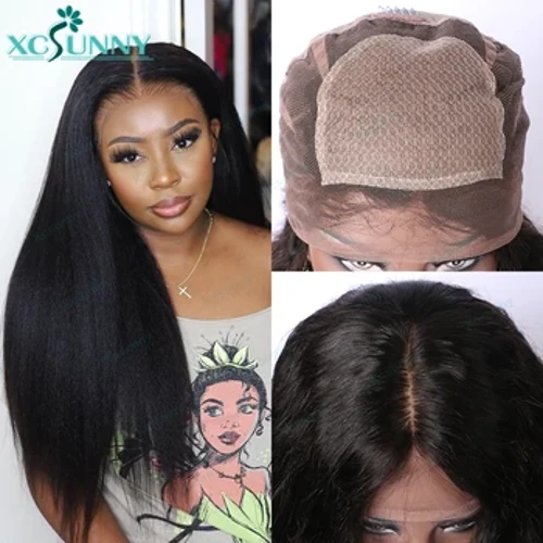 Kinky Straight Silk Top Full Lace Wig 5x5 Silk Base Human Hair Wig Glueless 150 Density Transparent Lace Wig Mu'a Fua.