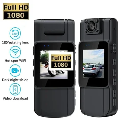 Mini Body Camera 4K HD WiFi motociclette Sport Lente rotante Visione notturna Videoregistratore digitale Telecamera indossabile per sicurezza della polizia